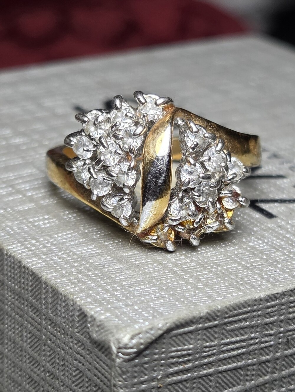 Stunning Vintage Zales 14k & Genuine Diamond Waterfall Cluster